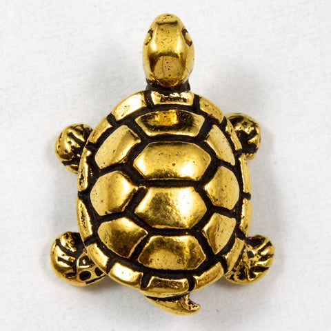 15mm x 11mm Antique Gold TierraCast Pewter Turtle Bead #CK100