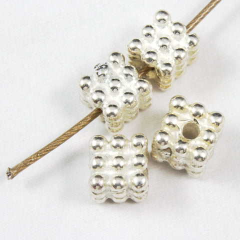4mm Bright Silver TierraCast Pewter Beaded Cube Bead #CK108