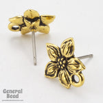 12mm Antique Gold Tierracast Star Jasmine Ear Post-General Bead