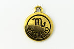 19mm Antique Gold Tierracast Pewter Scorpio Charm #CKB227-General Bead