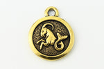 19mm Antique Gold Tierracast Pewter Capricorn Charm #CKB229-General Bead