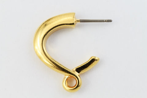 19mm Bright Gold Tierracast Pewter Contemporary Loop Ear Post #CKB327-General Bead