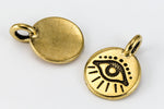 16.6mm Antique Gold Tierracast Evil Eye Charm #CKB354-General Bead