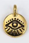 16.6mm Antique Gold Tierracast Evil Eye Charm #CKB354-General Bead