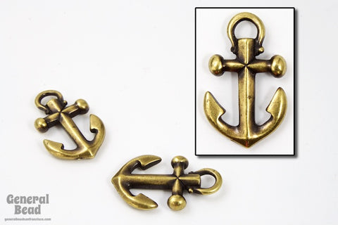 20mm x 12mm Antique Brass TierraCast Pewter Anchor Charm #CK007