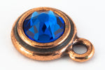 34ss Capri Blue/Antique Copper Tierracast Bezel Ear Post with Loop #CKC316-General Bead