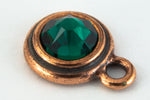 34ss Emerald/Antique Copper Tierracast Bezel Ear Post with Loop #CKC316-General Bead