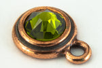 34ss Olivine/Antique Copper Tierracast Bezel Ear Post with Loop #CKC316-General Bead