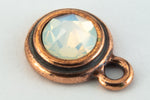 34ss White Opal/Antique Copper Tierracast Bezel Ear Post with Loop #CKC316-General Bead