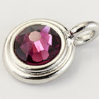 34ss Swarovski Amethyst/Rhodium TierraCast Stepped Bezel Charm (10 Pcs) #CK794-General Bead