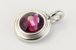 34ss Swarovski Amethyst/Rhodium TierraCast Stepped Bezel Charm (10 Pcs) #CK794-General Bead