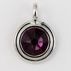 34ss Swarovski Amethyst/Rhodium TierraCast Stepped Bezel Charm (10 Pcs) #CK794-General Bead