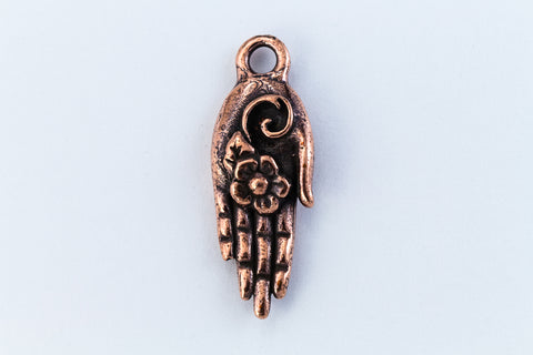 27mm Antique Copper TierraCast Blossom Hand Charm (10 Pcs) #CK832-General Bead