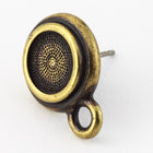 34ss Capri Blue/Antique Brass Tierracast Bezel Ear Post with Loop #CKD316-General Bead