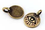 16.6mm Antique Brass Tierracast Evil Eye Charm #CKD354-General Bead