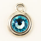34ss Swarovski Aqua/Rhodium TierraCast Stepped Bezel Drop (10 Pcs) #CK796-General Bead