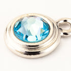 34ss Swarovski Aqua/Rhodium TierraCast Stepped Bezel Drop (10 Pcs) #CK796-General Bead