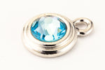 34ss Swarovski Aqua/Rhodium TierraCast Stepped Bezel Drop (10 Pcs) #CK796-General Bead