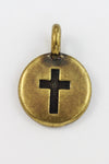 17mm Antique Brass Tierracast Cross Charm #CK623-General Bead