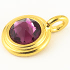 34ss Swarovski Amethyst/Bright Gold TierraCast Stepped Bezel Charm (10 Pcs) #CK795-General Bead