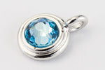 34ss Swarovski Aqua/Rhodium TierraCast Stepped Bezel Charm (10 Pcs) #CK794-General Bead