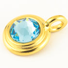 34ss Swarovski Aqua/Bright Gold TierraCast Stepped Bezel Charm (10 Pcs) #CK795-General Bead