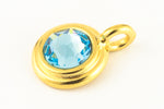 34ss Swarovski Aqua/Bright Gold TierraCast Stepped Bezel Charm (10 Pcs) #CK795-General Bead