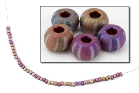 11/0 Matte Stripe Opaque Mauve AB Seed Bead (5 Gm, Hank, 1/4 Kilo) #CSG363