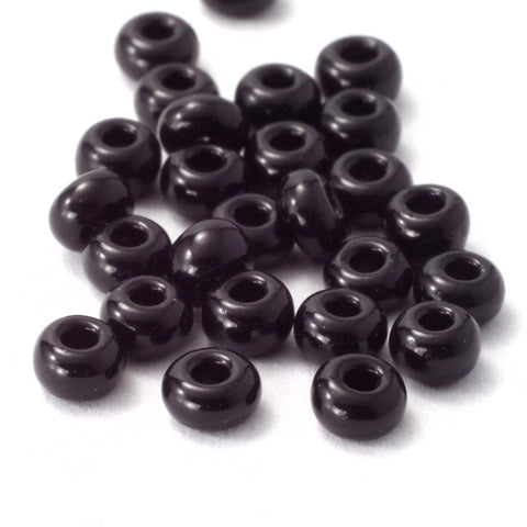 5/0 Opaque Black Czech Seed Bead (40 Gm, 1/2 Kilo) #CSA002-General Bead