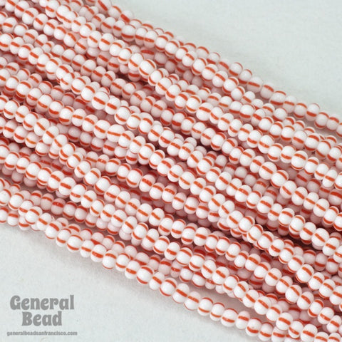 Czech glass Christmas peppermint red white striped 6/0 seed beads 20g –  Orange Grove Beads