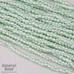 11/0 Opaque White/Green Stripe Czech Seed Bead (10 Gm, Hank, 1/2 Kilo) #CSG189-General Bead