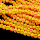 8/0 Opaque Yellow/Red Stripe Czech Seed Bead (1/2 Kilo) Preciosa #83970