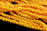 8/0 Opaque Yellow/Red Stripe Czech Seed Bead (1/2 Kilo) Preciosa #83970