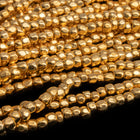 9/0 24 Kt Gold 3-Cut Czech Seed Bead (1 Gm, Hank) #CSP030