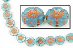 12mm Translucent Aqua/Copper Hawaiian Flower Bead (12 Pcs) #CZL600-General Bead