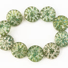 14mm Opal Green/Mercury Dahlia Bead (10 Pcs) #CZL206-General Bead