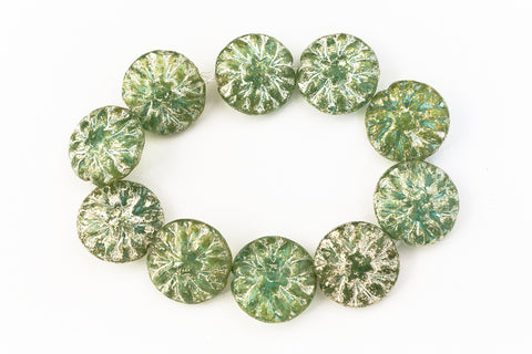 14mm Opal Green/Mercury Dahlia Bead (10 Pcs) #CZL206-General Bead