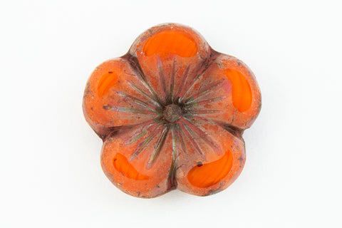 21mm Orange/Rust Hibiscus Flower Bead (1 or 6 Pcs) #CZL900-General Bead