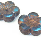 21mm Translucent Dark Aqua/Copper Hibiscus Flower Bead (1 or 6 Pcs) #CZL904-General Bead