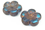 21mm Translucent Dark Aqua/Copper Hibiscus Flower Bead (1 or 6 Pcs) #CZL904-General Bead