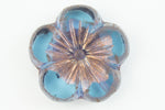 21mm Translucent Dark Aqua/Copper Hibiscus Flower Bead (1 or 6 Pcs) #CZL904-General Bead