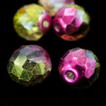 10mm Metallic Pink/Yellow Two Tone Fire Polished Bead (25 Pcs) #FPX012-General Bead