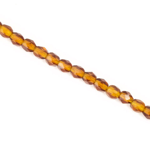 4mm Transparent Smoked Topaz Fire Polished Bead-General Bead