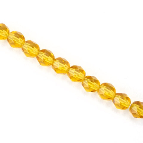 6mm Transparent Topaz Fire Polished Bead-General Bead