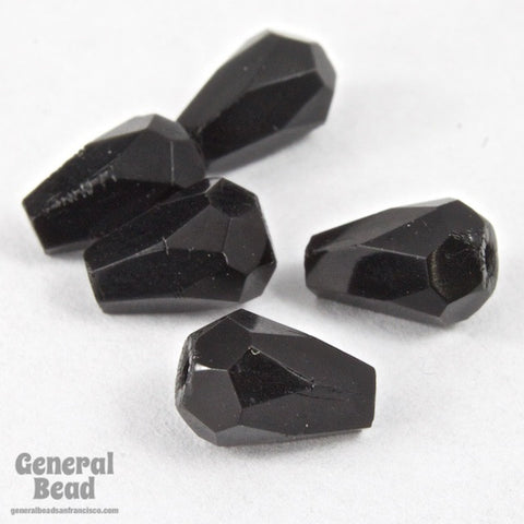 5mm x 7mm Opaque Black Faceted Teardrop-General Bead