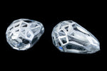 14mm x 9mm Silver Teardrop Glass Windowpane Bead #IGB007-General Bead