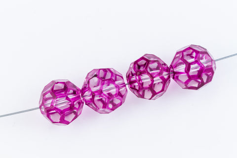 14mm Fuchsia Round Glass Windowpane Bead #IGE006-General Bead