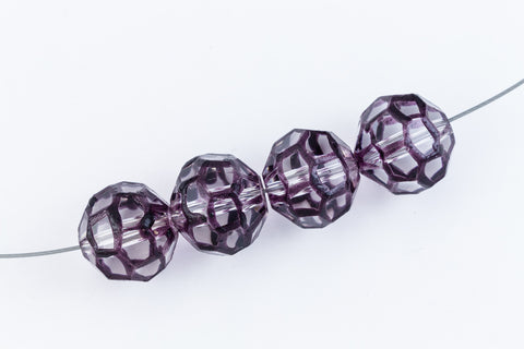 14mm Purple Round Glass Windowpane Bead #IGF006-General Bead