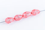 14mm x 9mm Pink Teardrop Glass Windowpane Bead #IGF007-General Bead