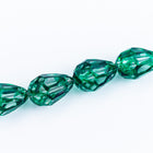 14mm x 9mm Dark Green Teardrop Glass Windowpane Bead #IGL007-General Bead